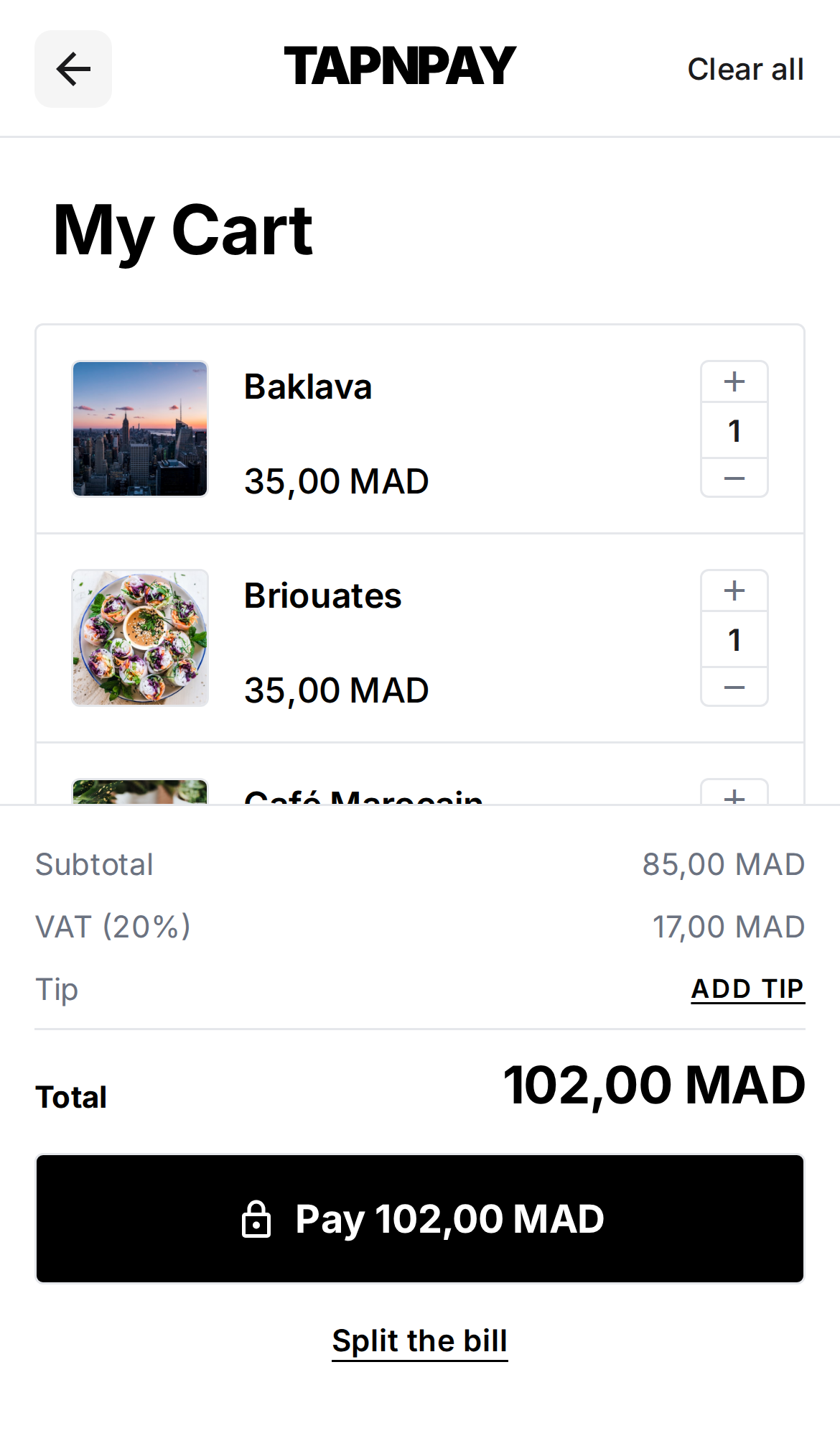 Panier TapNpay