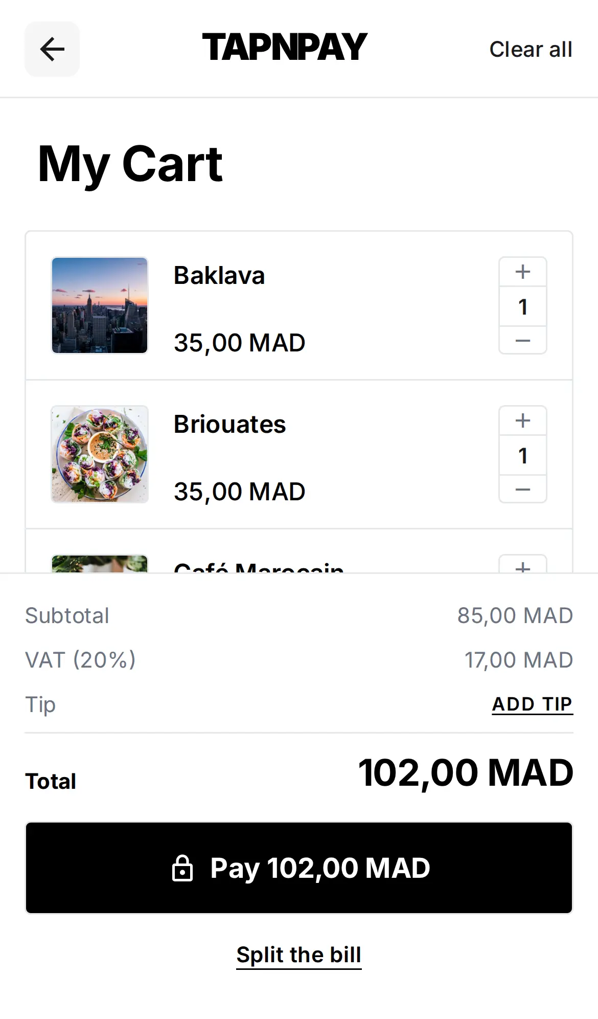 Panier TapNpay